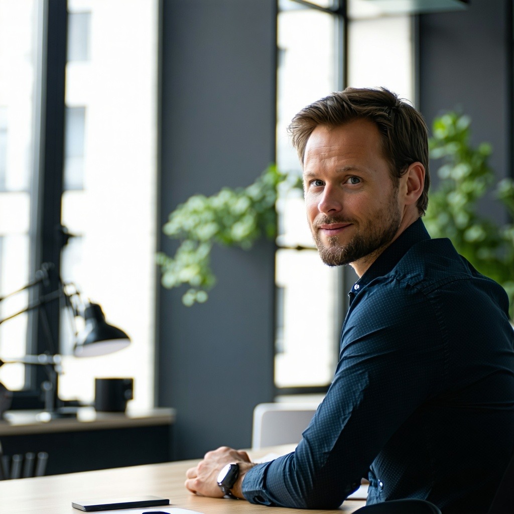 Person auf dem Bild im Büro