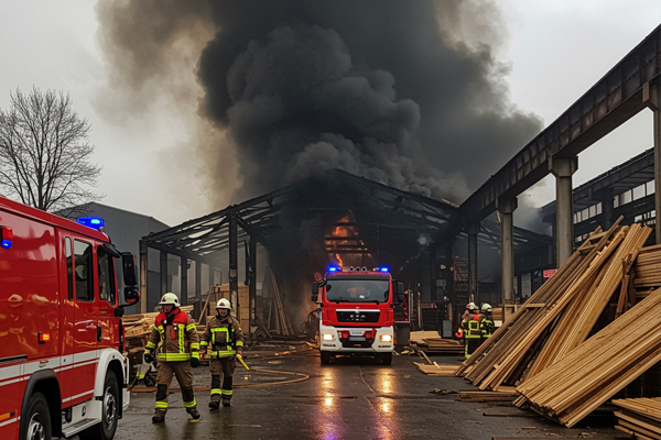 Brand bij houtbedrijf